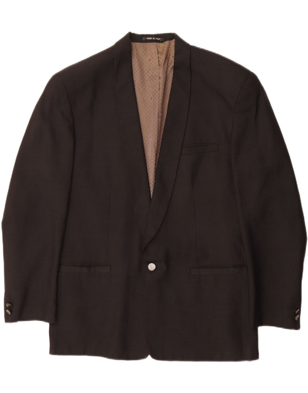 Biagiotti Herre 1 Knap Blazer Jakke UK 38 Medium Sort