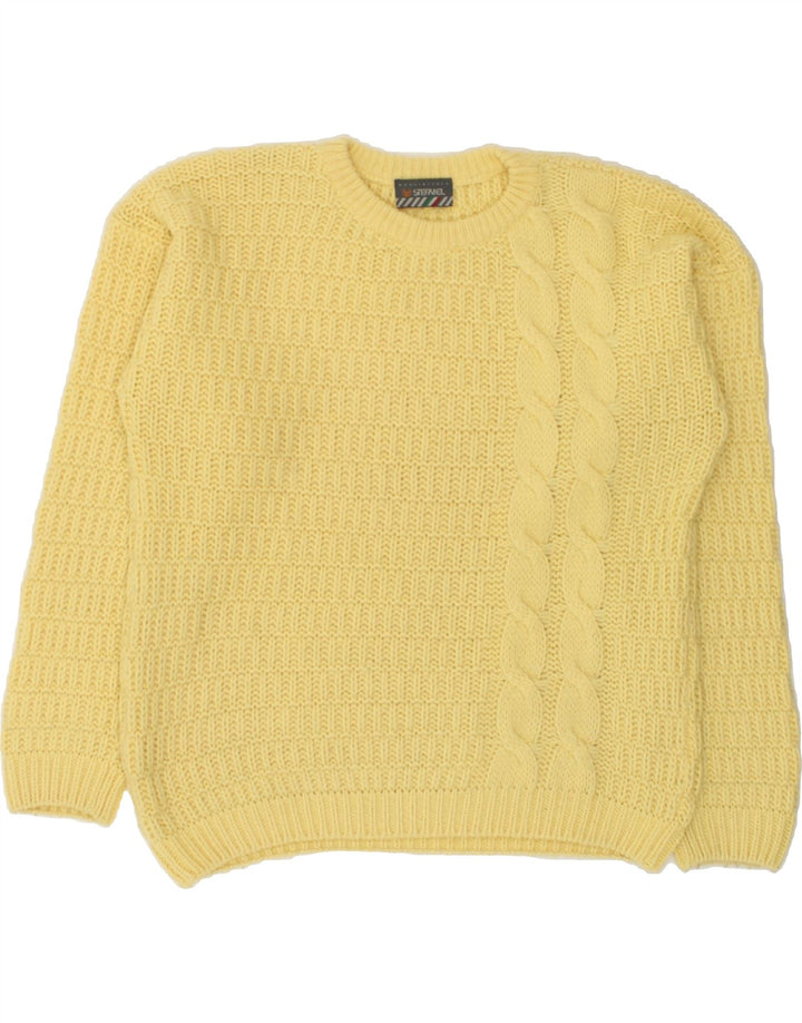 STEFANEL Womens Crew Neck Jumper Sweater UK 20 2XL Yellow Wool | Vintage Stefanel | Thrift | Second-Hand Stefanel | Used Clothing | Messina Hembry 
