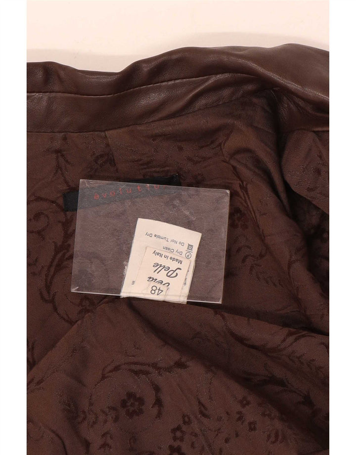 Evolution Dame 3-knaps læder blazerjakke IT 48 XL Brun Colourblock