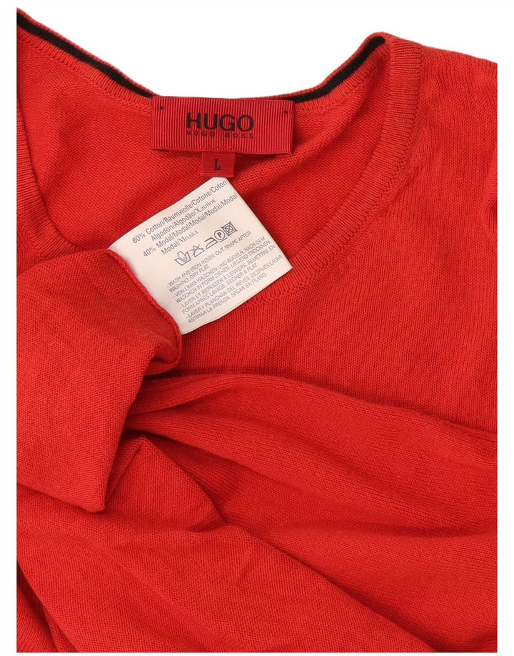 Hugo Boss Herre trøje med rund hals, stor rød bomuld
