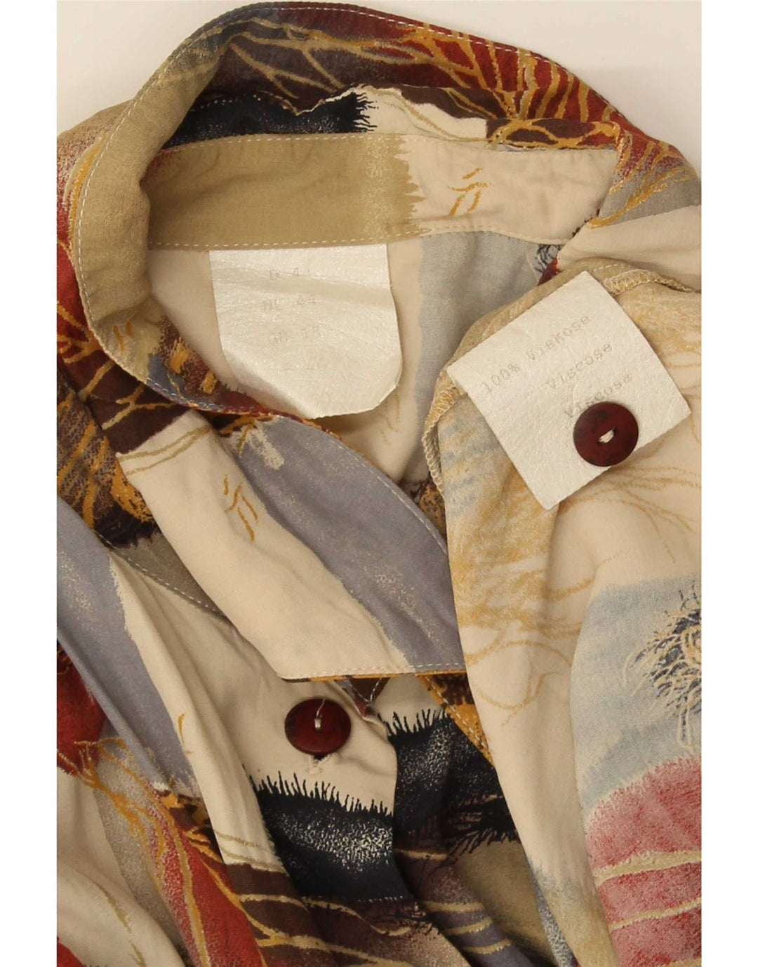 Vintage dameskjortebluse UK 18 XL Flerfarvet Patchwork Viscose