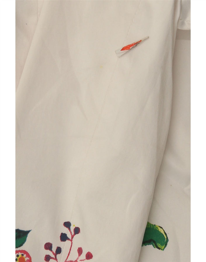 Desigual Dame Overfrakke EU 38 Medium Hvid Blomster Bomuld