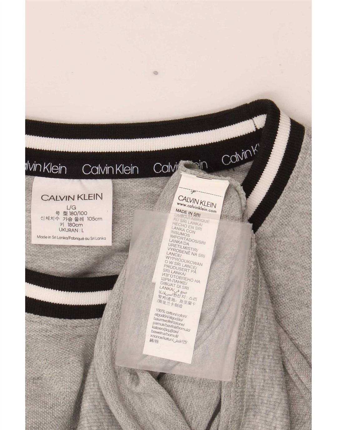 Calvin Klein Herre grafisk rund hals sweater stor grå stribet