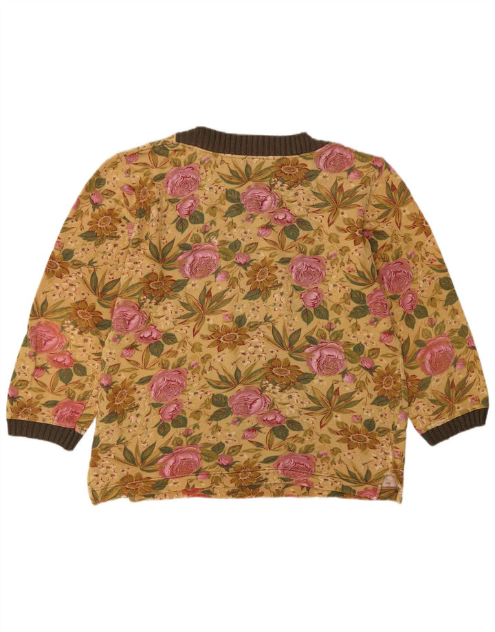 Vintage Dame Sweatshirt Jumper IT 44 Medium Yellow Floral Cotton