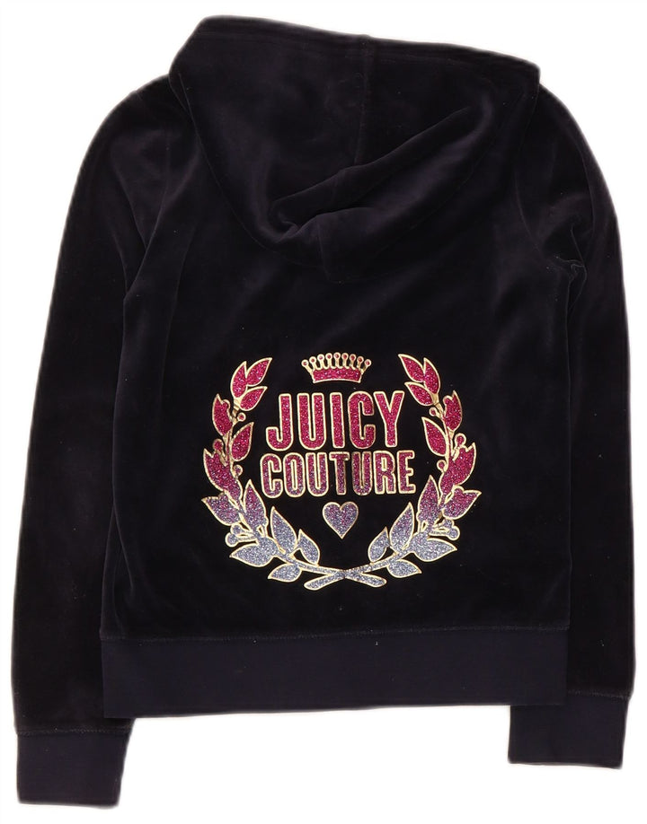 JUICY COUTURE piger grafisk hættetrøje med lynlås 9-10 år marineblå bomuld
