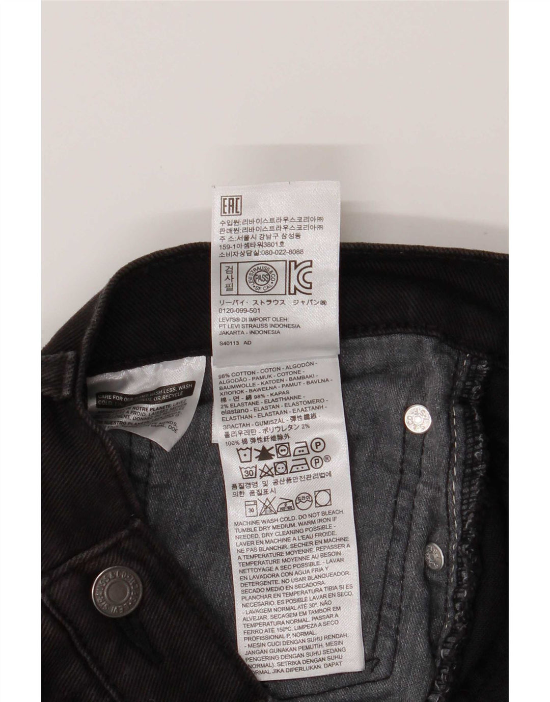 Levi's Herre 514 lige jeans W36 L26 sort bomuld