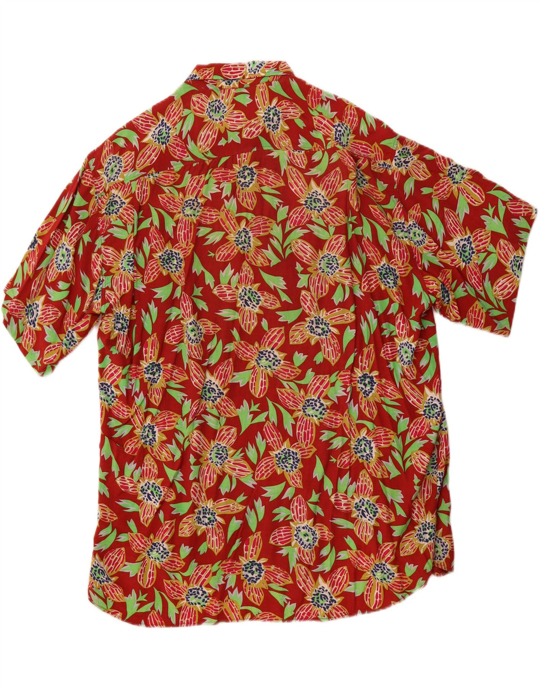 STEFANEL Kortærmet Herreskjorte Medium Rød Blomster Rayon Hawaiian