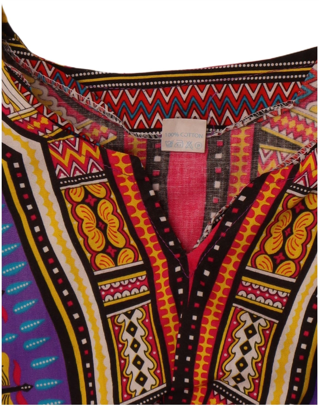 Vintage Dame Strandbluse Top One Size Lilla Geometrisk Bomuld