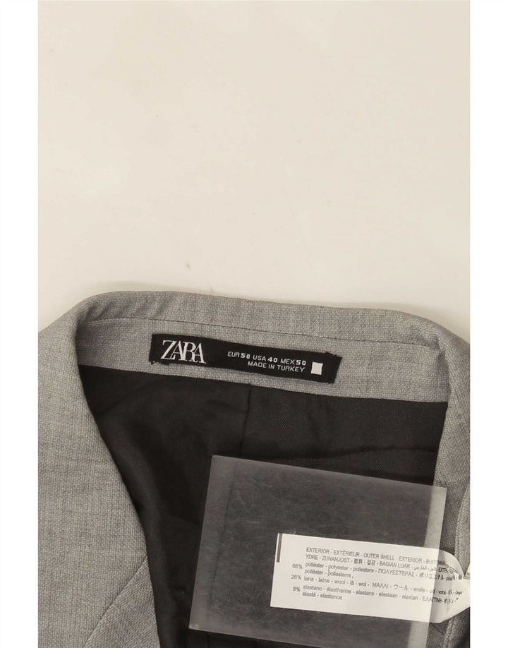 Zara Herre 2-knaps blazerjakke EU 50 Medium Grå Polyester