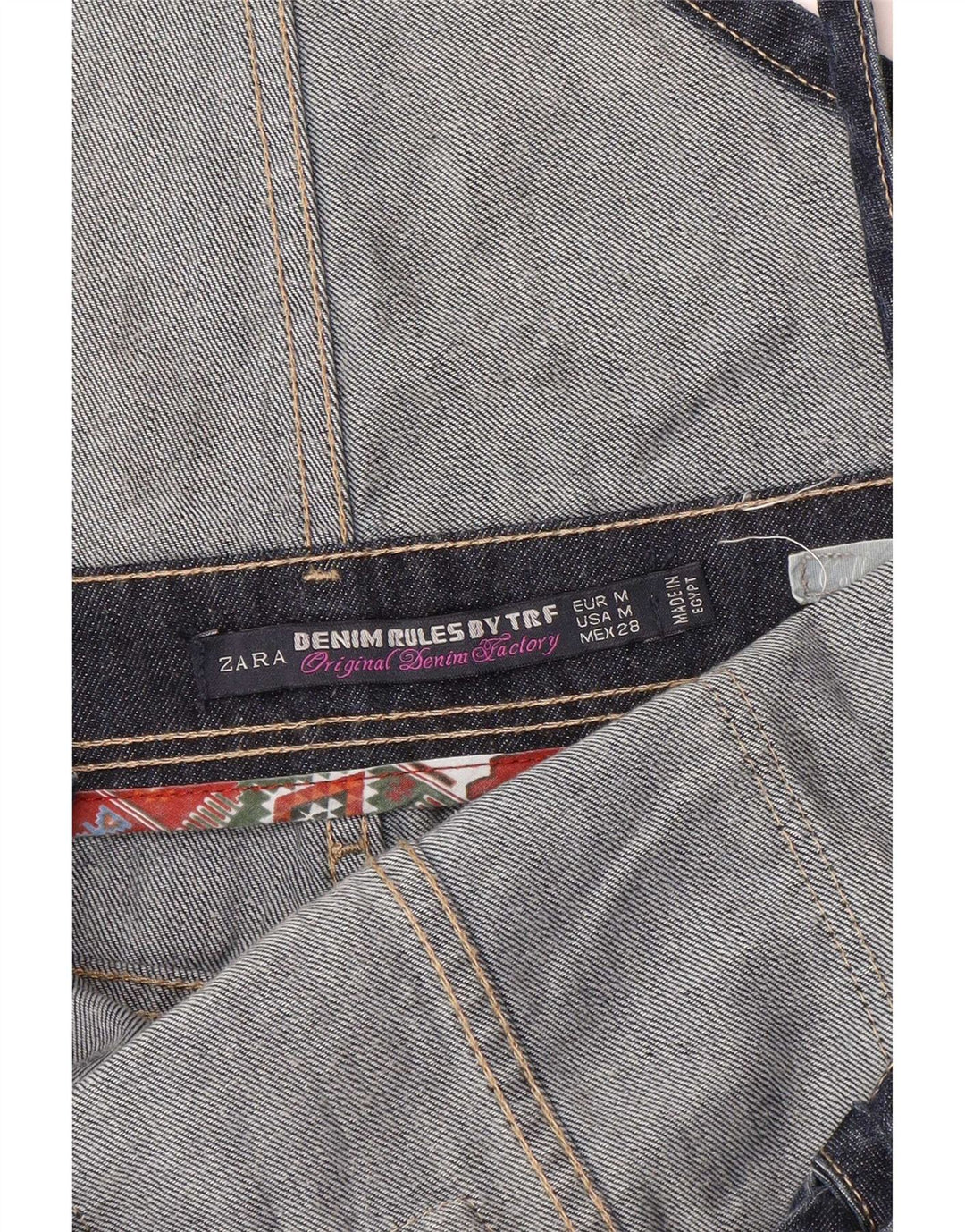 Zara Dame Distressed Dungarees Tapered Jeans Medium W28 L31 Navy Blue