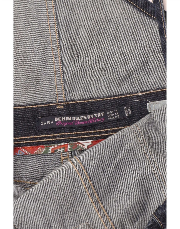 Zara Dame Distressed Dungarees Tapered Jeans Medium W28 L31 Navy Blue