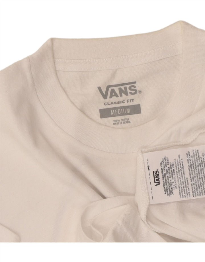 VANS Mens Classic Fit Graphic T-Shirt Top Medium White Cotton