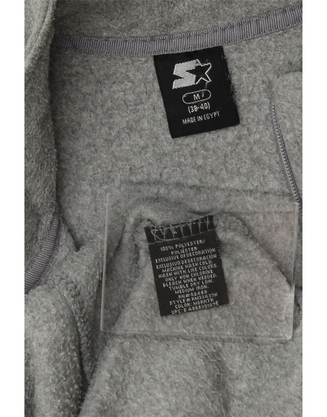STARTER Mens Fleece Jacket UK 38/40 Medium Grey Polyester Vintage Starter and Second-Hand Starter from Messina Hembry 