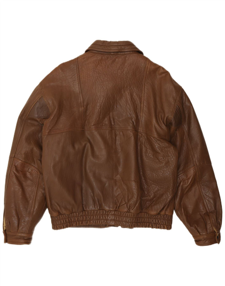 Vintage herre læderjakke IT 52 XL brunt læder