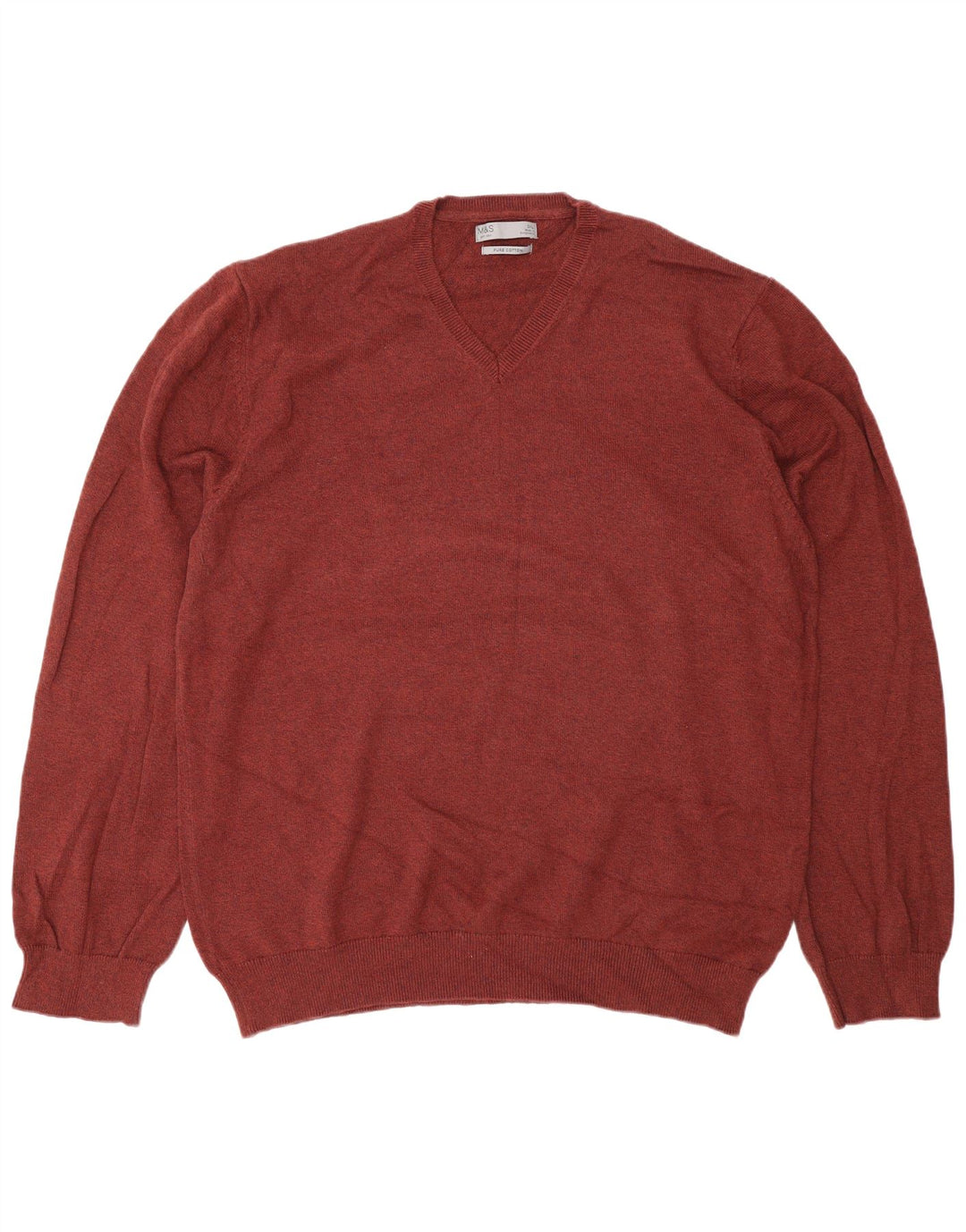 Marks & Spencer Herre V-hals sweater 2XL brun bomuld