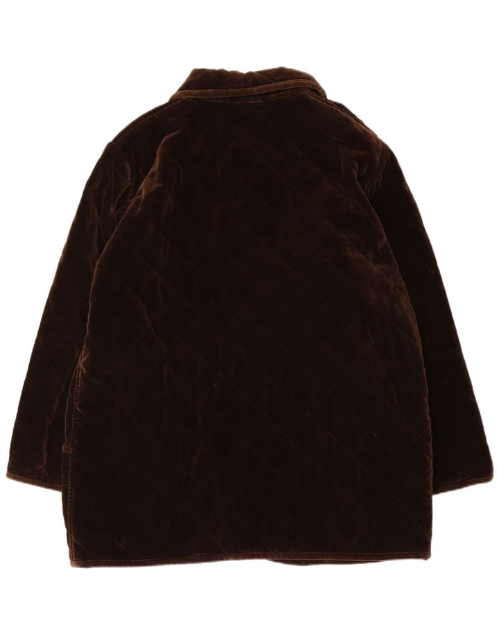 Luisa Spagnoli Dame Oversized Quiltet Jakke UK 16 Stor Brun Bomuld