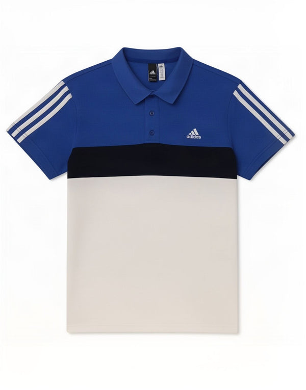 Adidas Herre Climalite Polo Shirt Large Blue Colourblock Bomuld