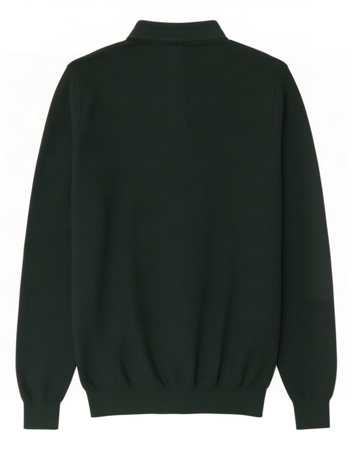 Massimo Dutti Herre Button Neck Jumper Sweater Medium Green