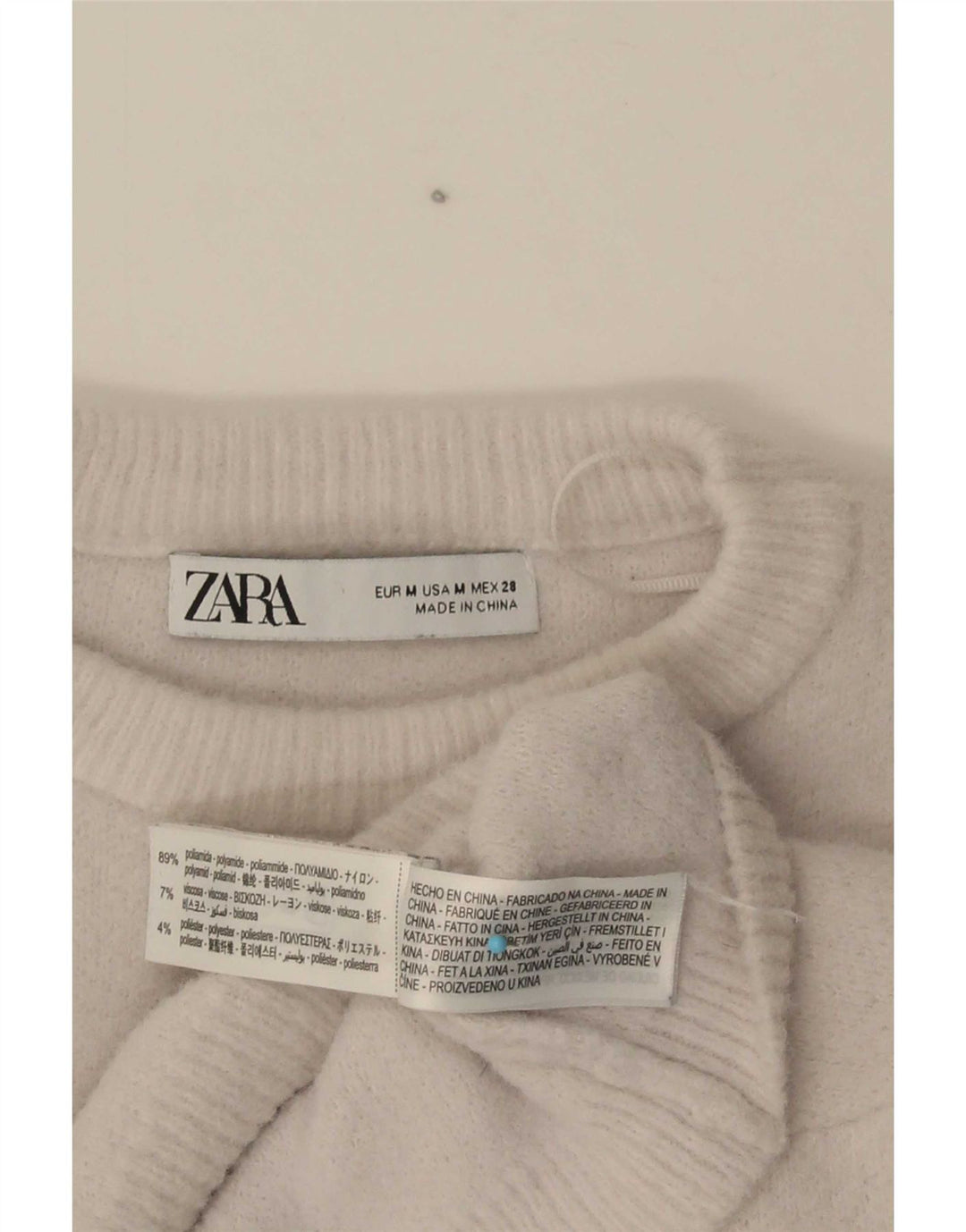 Zara Womens Crop Oversized Crew Neck sweater UK 14 Medium Grey