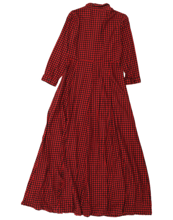 Zara Womens Maxi Shirt Dress UK 4 XS Red Gingham Cotton