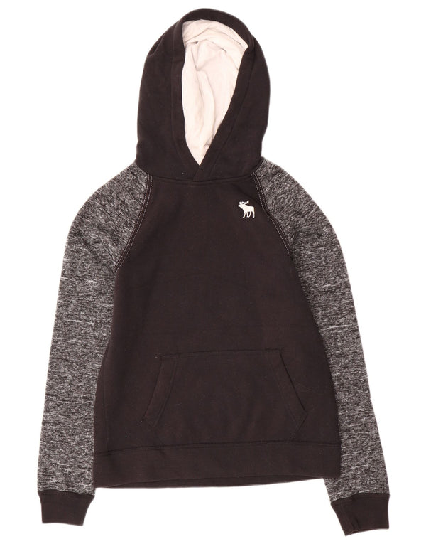 ABERCROMBIE & FITCH hættetrøje til drenge 13-14 år sort plettet polyester