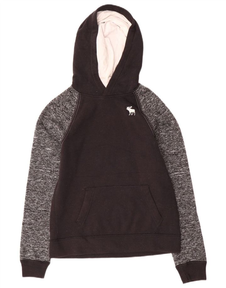 ABERCROMBIE & FITCH hættetrøje til drenge 13-14 år sort plettet polyester