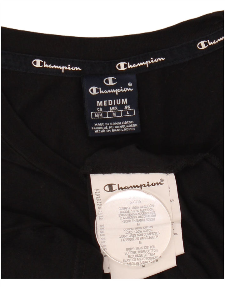 Champion Herre Grafisk T-Shirt Top Medium Sort Bomuld
