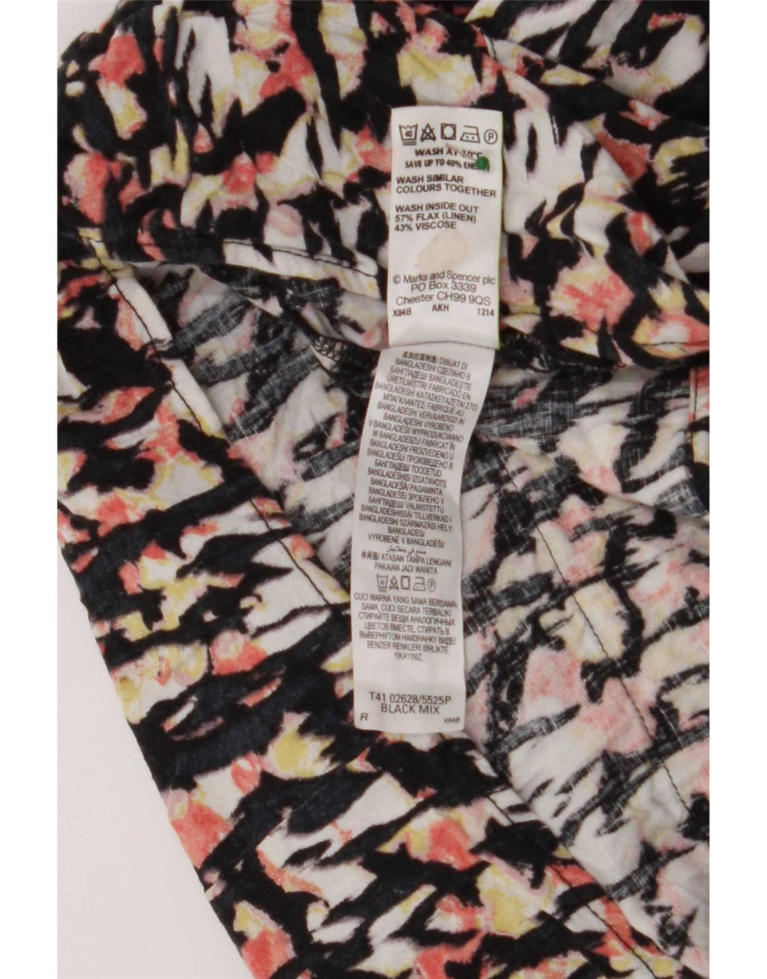 Marks & Spencer kvinders abstrakt mønster bluse Top UK 10 Small Multicoloure