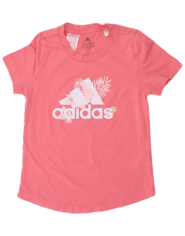 Adidas piger grafisk t-shirt top 9-10 år Pink blomster bomuld