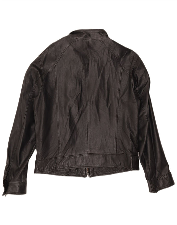 Gianfranco Ferre Herre Bomber Læderjakke UK 38 Medium Sort Læder