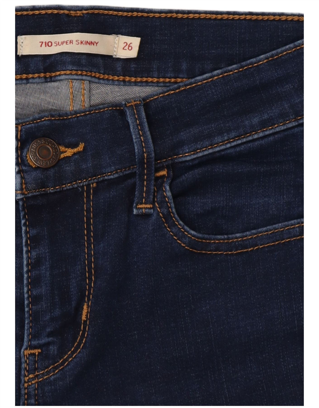 LEVI'S Dame 710 Super Skinny Jeans W26 L32 Marineblå Bomuld