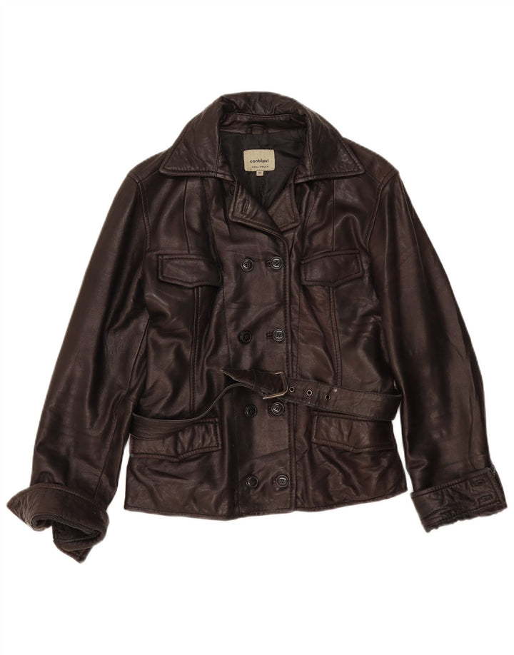 Conbipel Dame Læderjakke IT 46 Stor Brun Læder