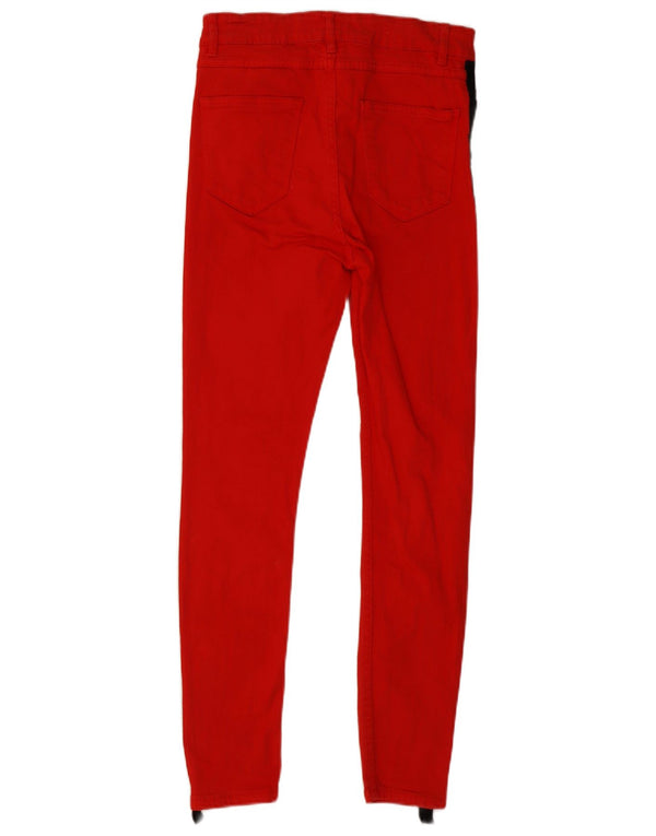 Zara Dame Skinny Jeans EU 36 XS W26 L27 Rød Colourblock Bomuld