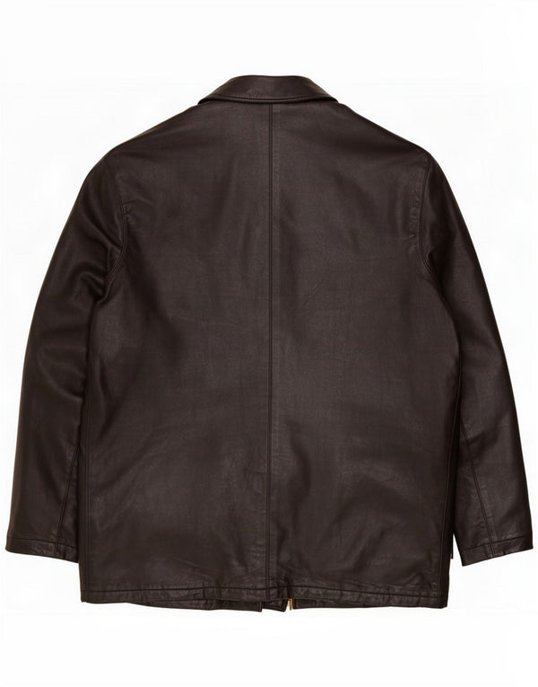 Porto Di Panama Windbreaker Coat til mænd i imiteret læder IT 50 Large Black Cotton