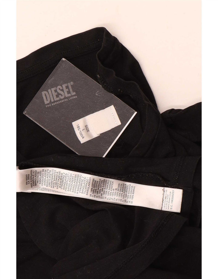 Diesel Herre T-Shirt Top Stor Sort Bomuld