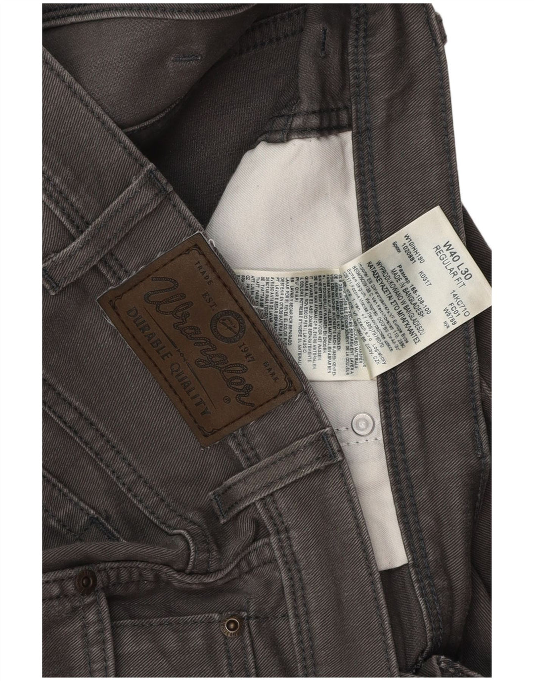 Wrangler Herre Regular Straight Jeans W40 L30 Grå Bomuld