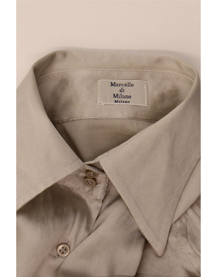 Vintage skjortebluse til kvinder UK 10 lille grå