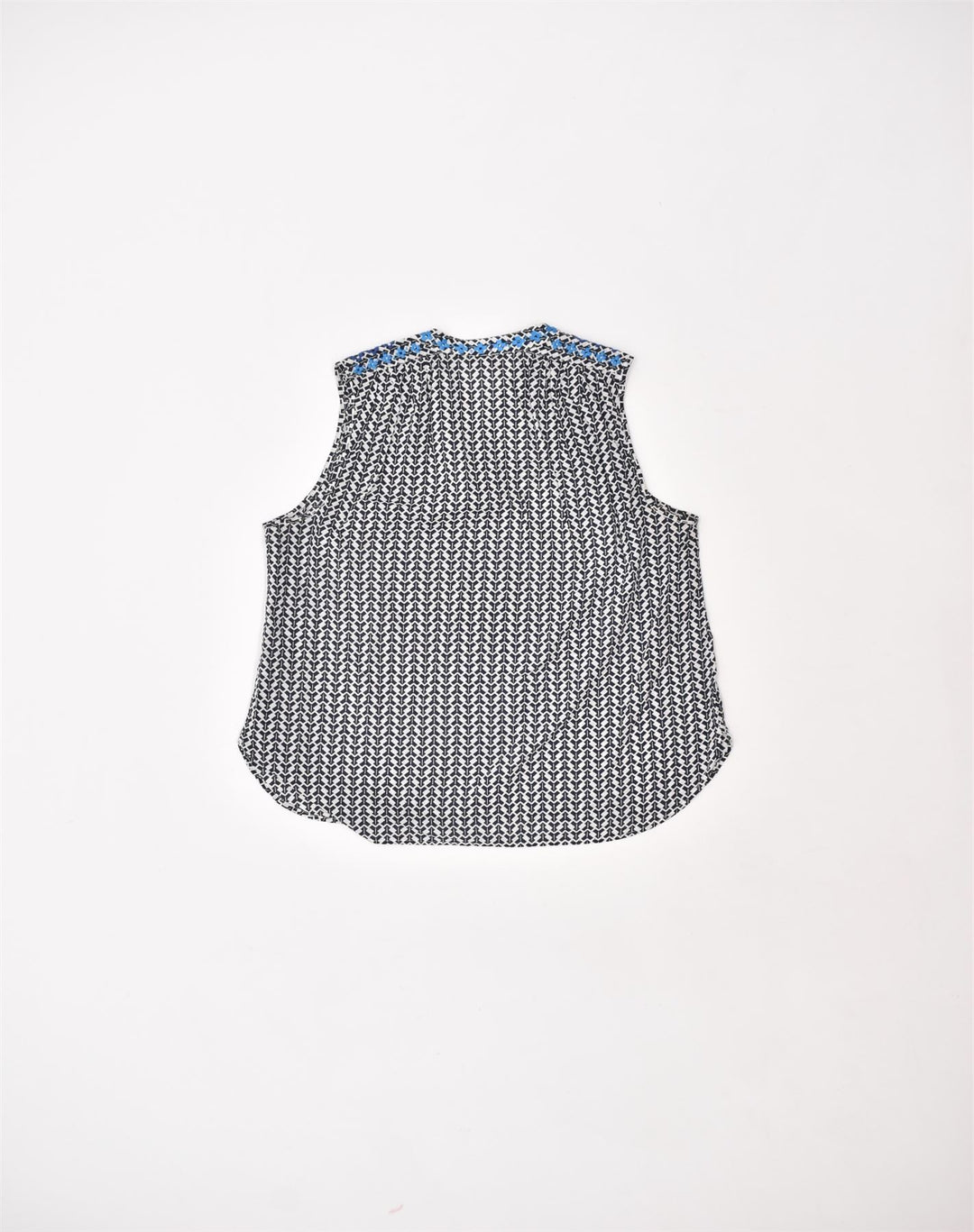 J. CREW Womens Sleeveless Blouse Top US 6 Medium Black Geometric Flower | Vintage | Thrift | Second-Hand | Used Clothing | Messina Hembry 