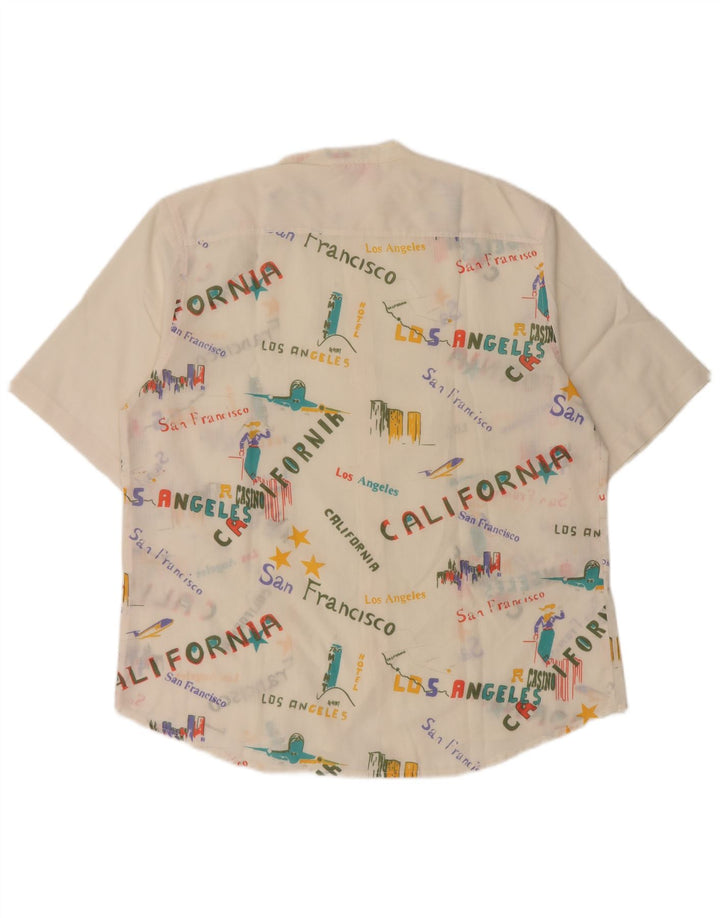 Vintage herre California grafisk kortærmet skjorte stor hvid