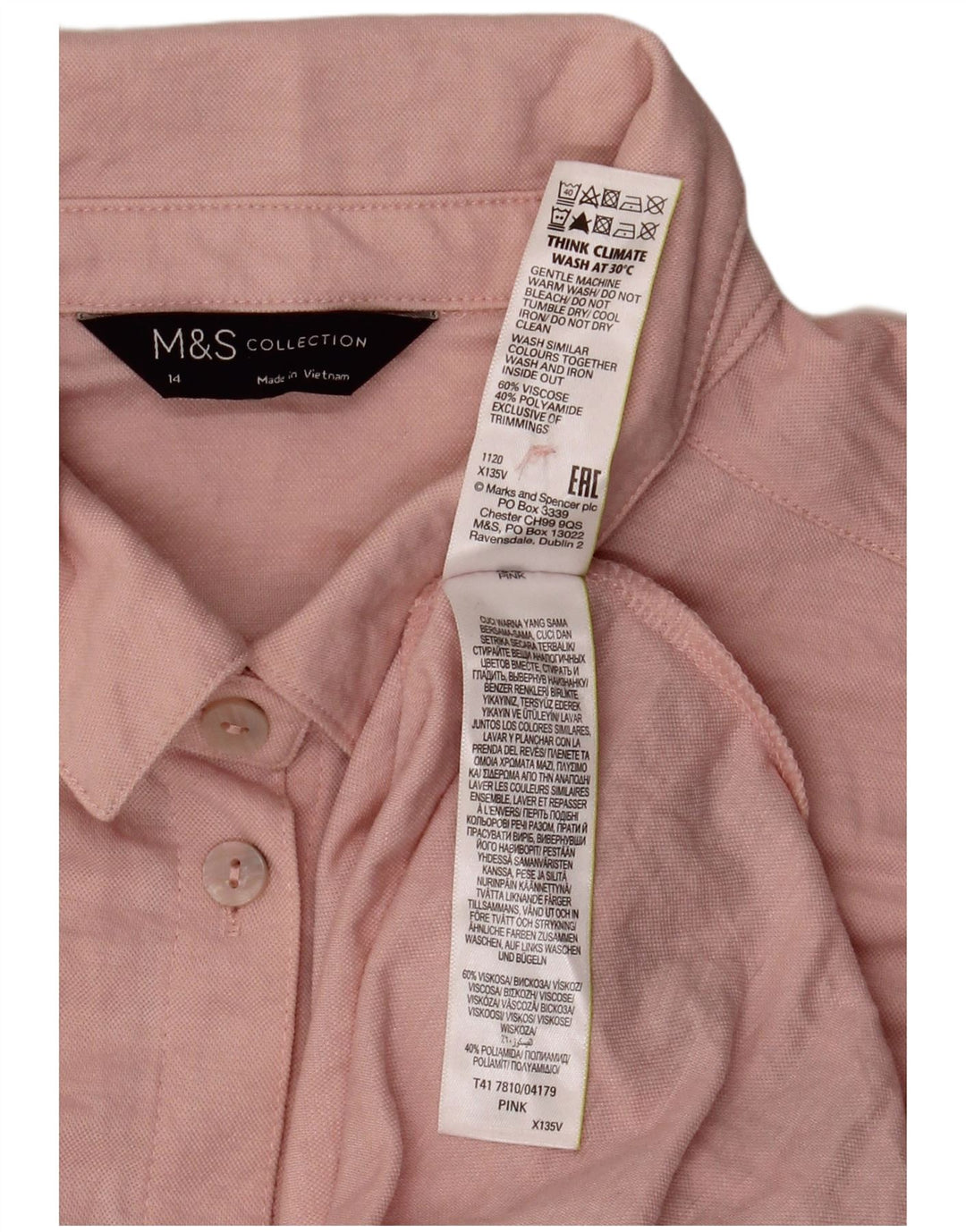 Marks & Spencer Kortærmet Oversized skjorte til kvinder UK 14 Large Pink