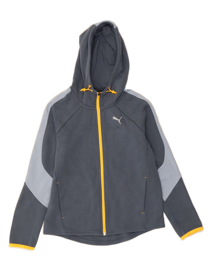 PUMA Womens Hooded Tracksuit Top Jacket UK 10 Small Grey Colourblock Vintage Puma and Second-Hand Puma from Messina Hembry 