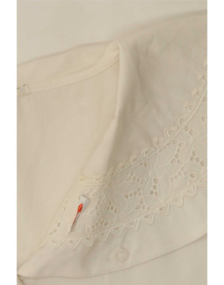Vintage dameskjorte bluse EU 36 Small White Floral Polyester