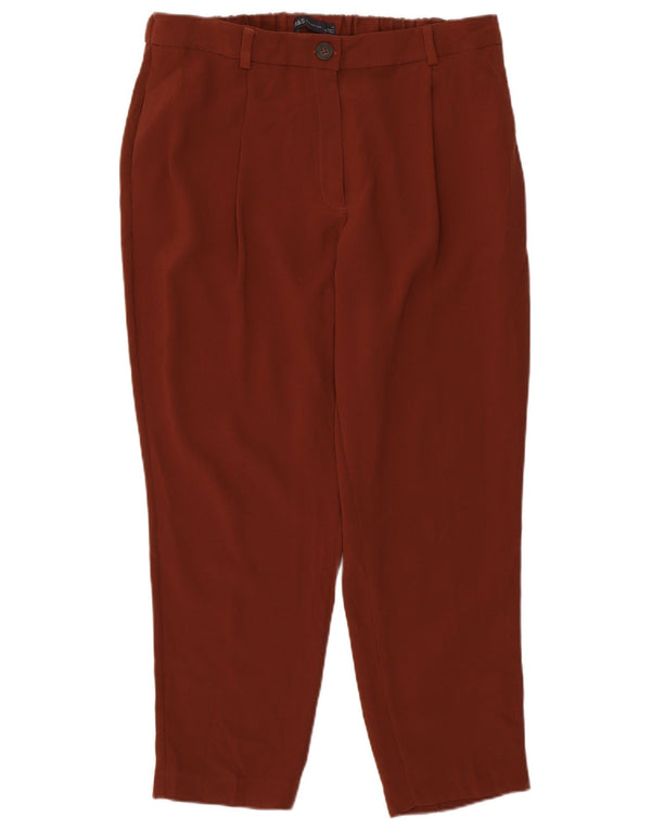 Marks & Spencer Womens Pegged Cropped Trousers UK 14 Large W32 L25 Brown