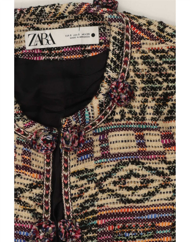 Zara Dame Oversized Blazer Jacket UK 10 Small Multicolored Geometric
