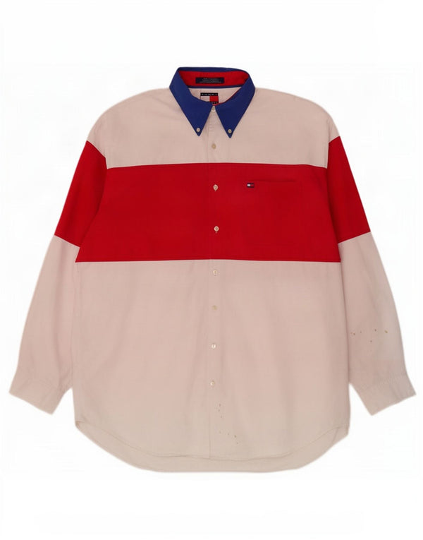 Tommy Hilfiger Herreskjorte Stor hvid Colourblock Bomuld