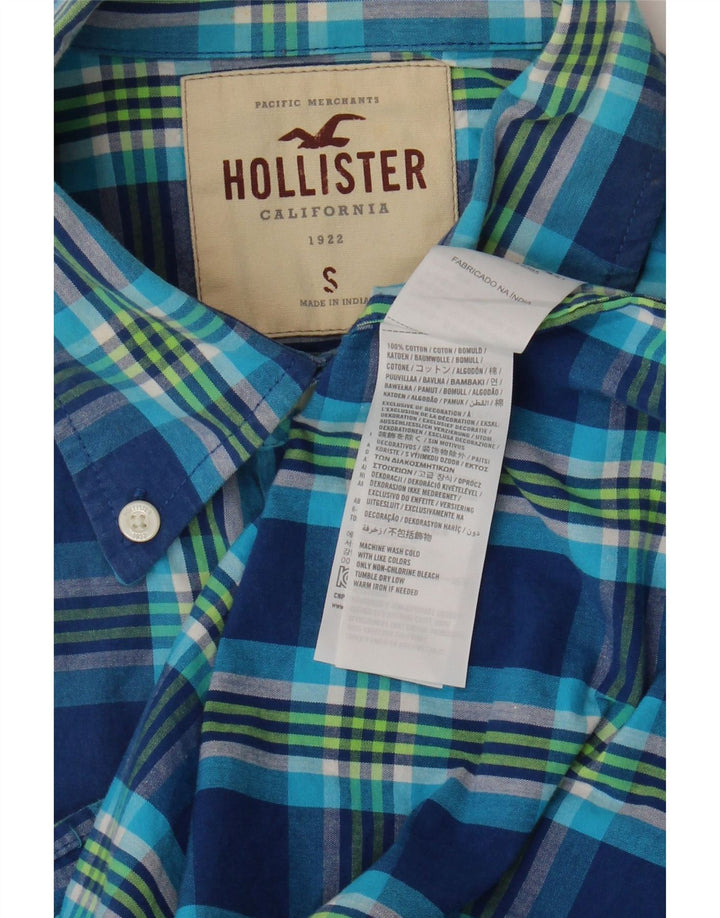 Hollister herreskjorte lille blå plaid bomuld