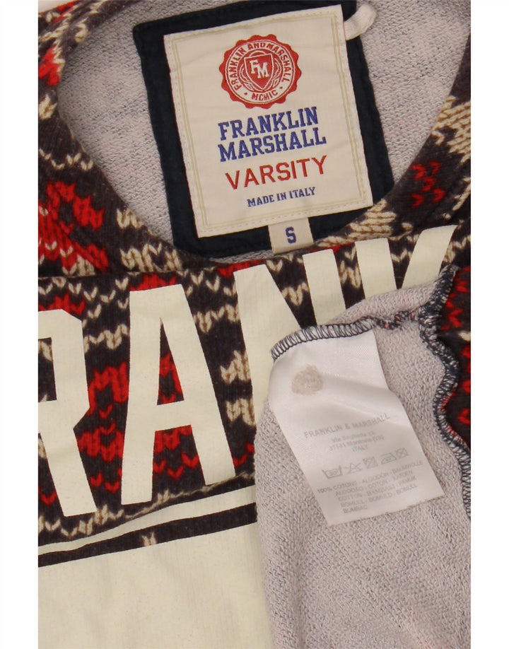 FRANKLIN MARSHALL Dame Grafisk Sweatshirt Jumper UK 10 Lille Brun