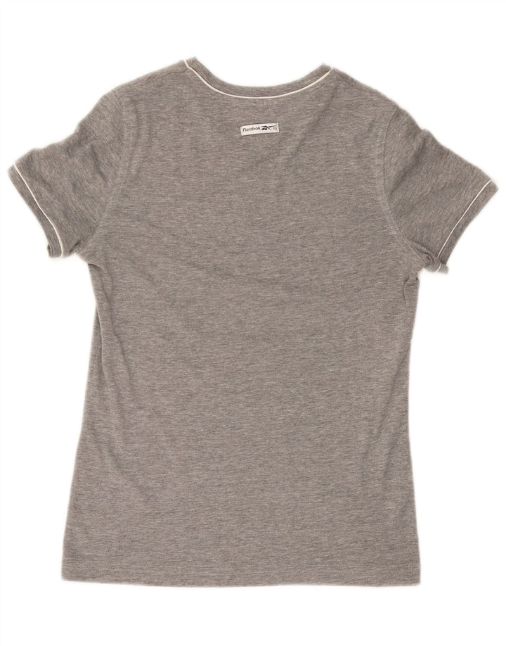 REEBOK Grafisk T-shirt top til kvinder UK 14 Mellemgrå bomuld