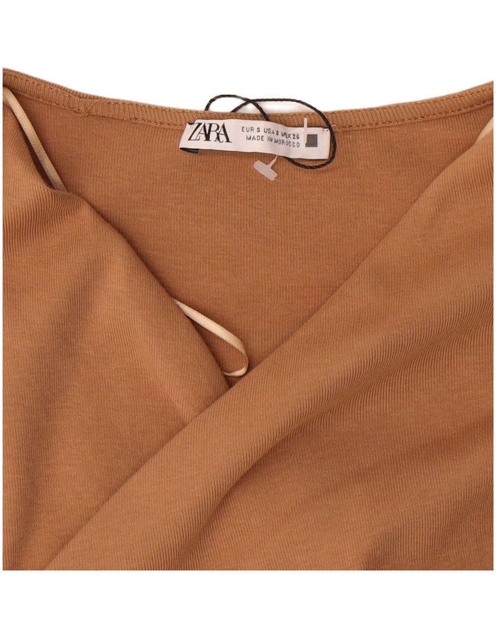 Zara Dame Maxi Dress UK 8 Small Beige Bomuld