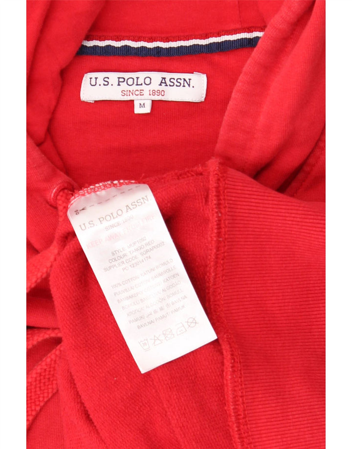 US POLO ASSN Mens Graphic Hoodie Jumper Medium Red Cotton Vintage US Polo Assn and Second-Hand US Polo Assn from Messina Hembry 